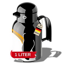 Helios Thermoskanne Thermo-Bird Pinguin 1L Vakuumisoliert Schwarz Deckel NEU