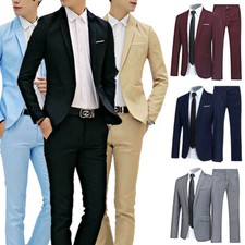 Herren Anzug 2Tlg. Slim Fit Anzüge Business Büro Party Herrenanzug Sakko Hose