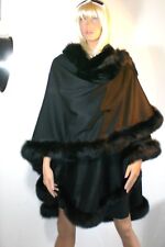 Luxus Cashmere Cape m.Fuchs,Poncho/Umhang/Lagenlook,Gr.36-48,schwarz,RL ca 90cm