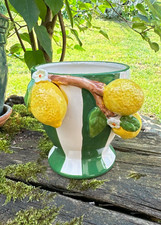 Pflanztopf Blumentopf Blumenübertopf Keramik Mediterran Zitrone Streifen 15cm