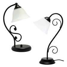 Tischleuchte Rustikal Landhaus Glas Metall Schreibtisch Nachttisch Lampe