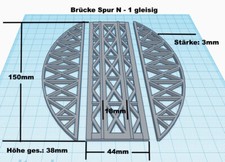 Brücke Spur N 150mm 1 gleisig - 3 tlg. Bausatz   3D Druck PLA 4 Farben (9)