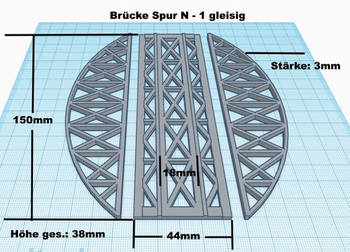 Brücke spur 150mm gleisig - 150mm, 1