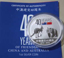 Australien 1 Dollar 2012 Silber 1 Oz Kangaroo F6759 Friendship China-Australia
