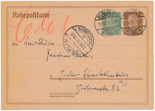 Rohrpost ganzsache aus berlin - rohrpost-ganzsache,