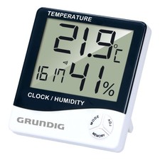 Grundig Wetterstation Digital Thermometer Hygrometer Funk Alarm Uhr LCD
