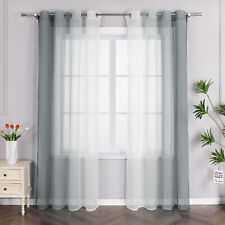 2er Pack Gardinen Farbverlauf Voile Kräuselband/ Ösen Vorhänge Stores Dekoschal