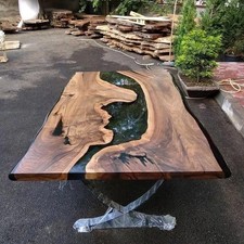 60x30 Green Epoxy River Table