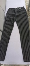 Skinny Hose Ichi Gr. 36 Schwarz Streifen Samt Punk