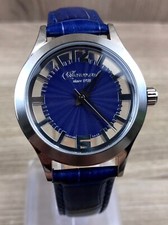 Chenevard Mechanical T22209-116 Schweizer-Speichenuhr • Azur Blaues Leder-Band
