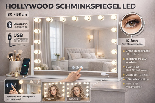 Hollywood schminkspiegel led - schminkspiegel,