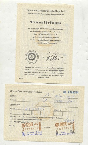 Ddr transitvisum mit - mit, stempel