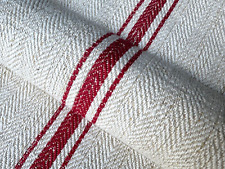 Handgewebter alter Leinen Sack mit roten  Mittelstreifen