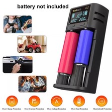 2 Slot LCD Akku Ladegerät USB