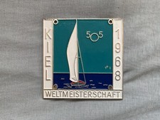 Alte Segelboot Plakette Klasse 505 Weltmeisterschaft 1968 in Kiel Segeln Boot