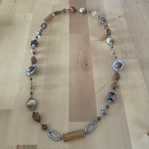Lange modeschmuck kette braun - lange,