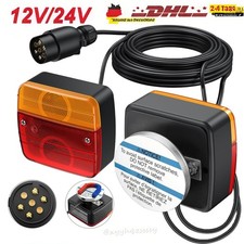 2X Rückleuchten mit Magnet PKW Anhänger 7,5mKabel 7-poliger Stecker 5 Funktionen