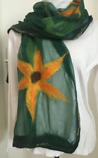 Filzschal, Seidenschal, Chiffonseide, dunkelgrün, Schal, Seide, Nunotechnik