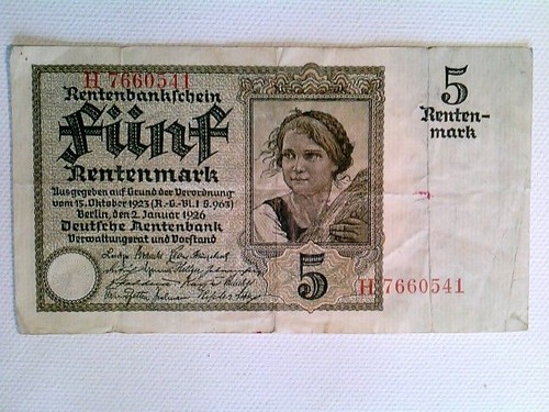 Banknote fünf rentenmark - banknote,,