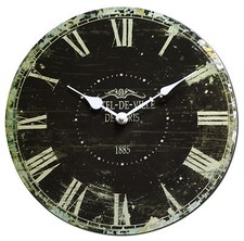 Wanduhr Nostalgie Hotel de Ville Paris France Schwarz Design Vintage Deko Uhr