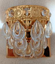 2x Dreistufiger Wandleuchter mit Glasbehang, Metall/Glas, glolden/transparent