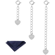 Kettenverlängerung aus Silber inklusive Poliertuch, 3 Stück, 14 Karat vergold...