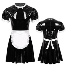 Sissy Herren Kleid Zimmermädchen Wetlook Kostüm Dienstmädchen Cosplay Uniform