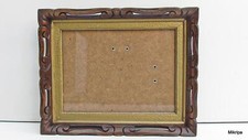 antike belgische Bilderrahmen aus Holz 31 x 25 cm Nußbaum  Kerbschnittdekor