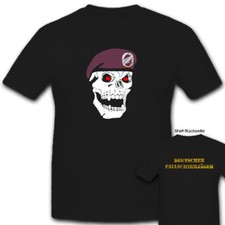 deutscher Fallschirmjäger skull Totenkopf Barett Barettabzeichen  T Shirt #5596 