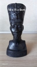 Dekofigur Nofretete Kopf 18x10x9cm Schwarz Schwer Stein Gebr.