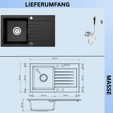 Granitspüle 49x52/75x43