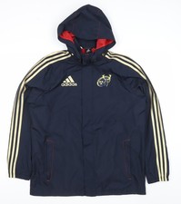 Adidas Teens Sportjacke blau wasserdicht mit Kapuze Größe 164