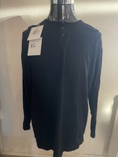 DRYKORN Longsleeve Henley Shirt Herren XL Schwarz T-Shirt Langarm Feder Logo