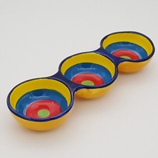 3 Fächer lange Tapas Schüssel 24,5 cm x 8 cm spanische Handarbeit Keramik Keramik