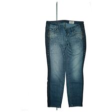 Tom Tailor Slim Carrie Damen Jeans Hose stretch W30 XL Blau Strasssteine Nieten