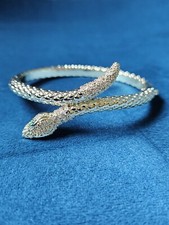 Armreif Schlange Messing Hochwertig Gelb Vergoldet 60x52mm Schnappverschluss CZ