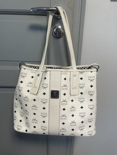 MCM Liz Visetos Shopper Weiß Medium