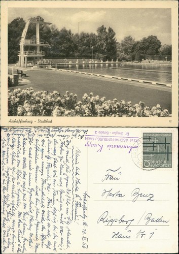 Ansichtskarte aschaffenburg - ansichtskarte,