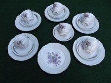 Mitterteich - Porzellan * Kaffeeservice, 18-teilig * Veilchen, grüner Rand