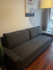 IKEA GRÄLVIKEN Schlafsofa – 3-Sitzer Bettsofa dunkelgrau mit Bettkasten – Top
