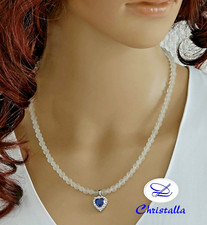 Edelsteinkette,  Halskette, Bergkristall-Kette, 47 cm-Kette, Handarbeit, Unikat