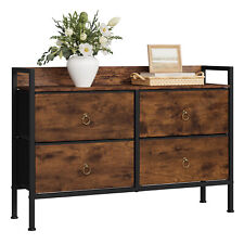 Kommode mit 4 Stoffschubladen Aufbewahrungsschrank Sideboard Metallrahmen Braun