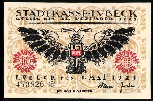 Notgeld lübeck 1921 pf - notgeld, 1921,