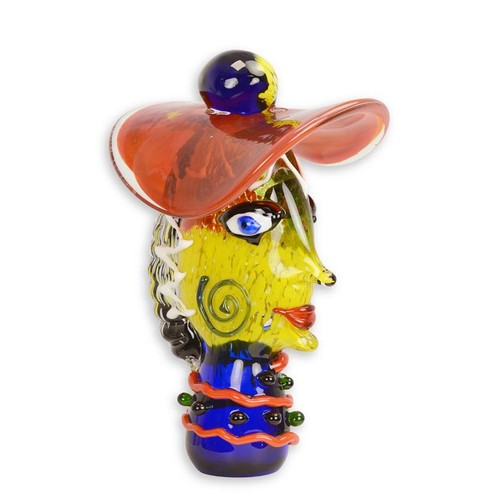 Glasfigur damenkopf mit - glasfigur, hut