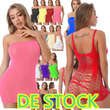 DE!Damen Sexy Kleid Transparent Mesh Minikleid Bodycon Kurz Partykleid Clubwear