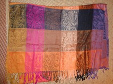 IPOKOVI JAMAVAR PASHMINA Schal 100% Kaschmir  cashmere orange blau pink