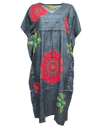 Damen kaftan kleid grau - damen, kleid,