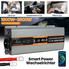 1800W 3600 Watt Reiner Sinus Wechselrichter Spannungswandler DC 12V AC 230V USB