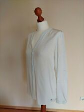 ESPRIT luftige Bluse weiß gepunktet wie neu mit Turn-up Ärmeln