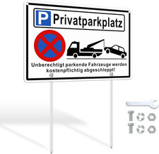 30 * 20CM Privatparkplatz Schild Mit Pfosten - Parkplatzschild Mit Halterung